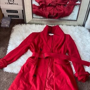 Red New York and company trench coat heavy